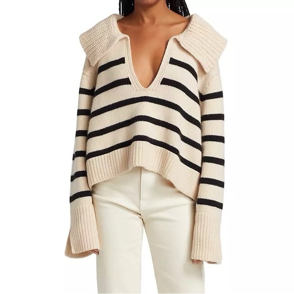 KHAITE Sweaters - KHAITE The Evi Sweater Custard Black Stripe XS 100% Cashmere